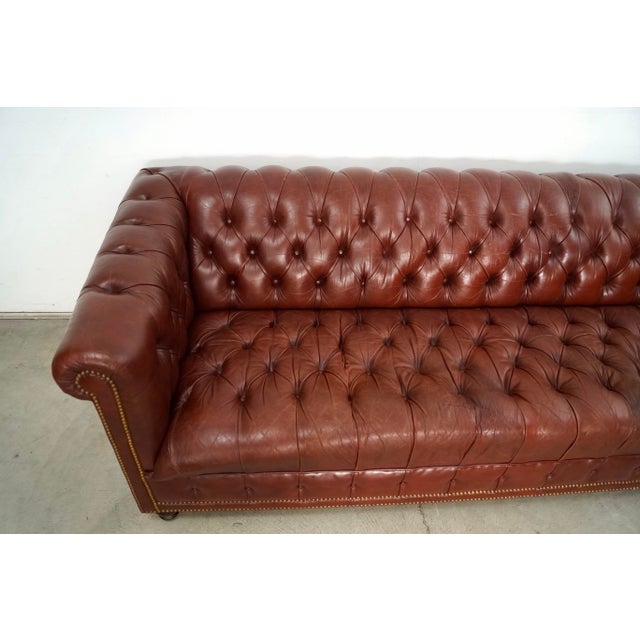 1970’s Hollywood Regency Tufted Leather Chesterfield Sofa For Sale - Image 9 of 12