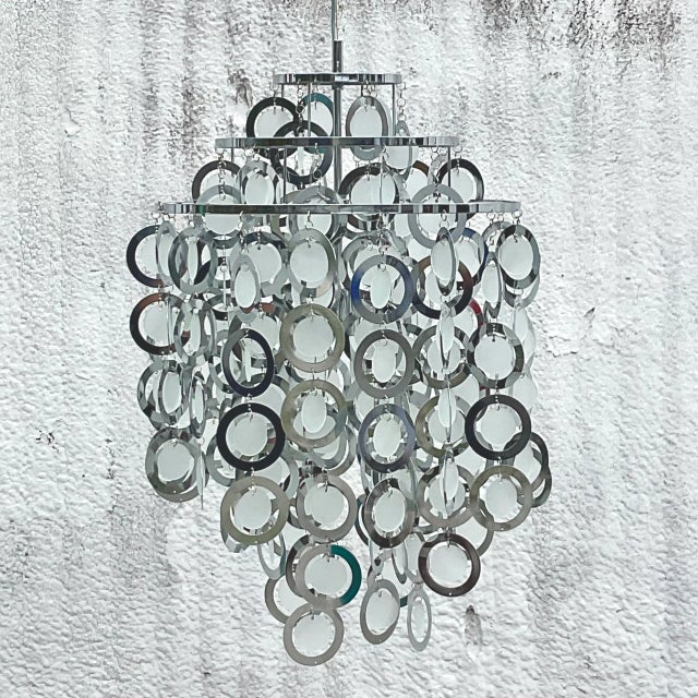 Mid-Century Modern Vintage Midcentury Verner Panton Rings Chandelier For Sale - Image 3 of 8