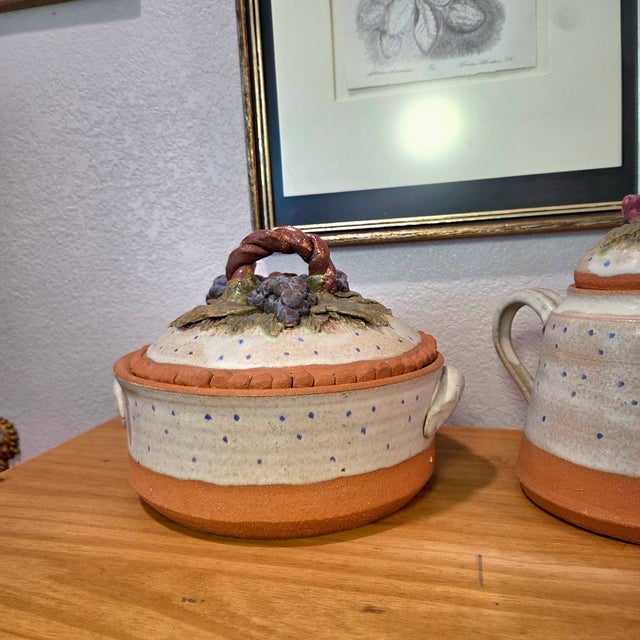 This exceptional two-piece studio pottery set by Sandra Schmitt, associated with McKenzie River Pottery, exemplifies the...