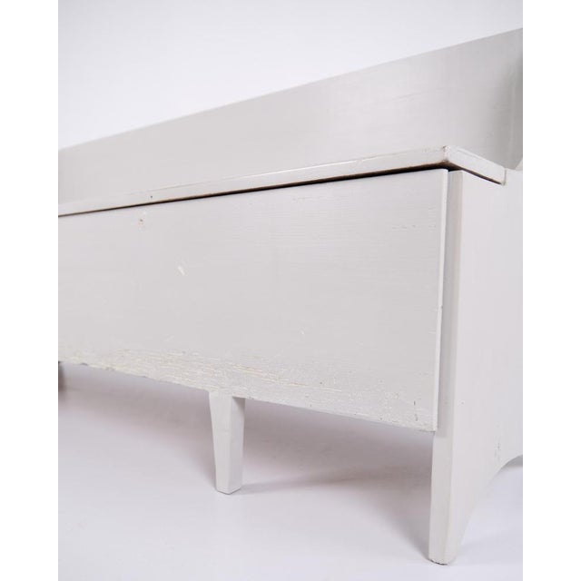 Wood Antique Grey Storage Bench in Pine Wood, 1890s For Sale - Image 7 of 11