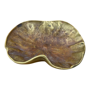 Vintage Solid Brass Lotus Leaf Decorative Bowl - Virginia Metalcrafters