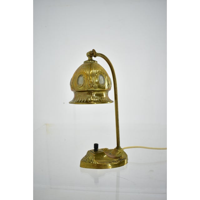 Vintage Vienna Secession style Table Lamp in Brass & Glass, Austria, 1930s For Sale - Image 12 of 18