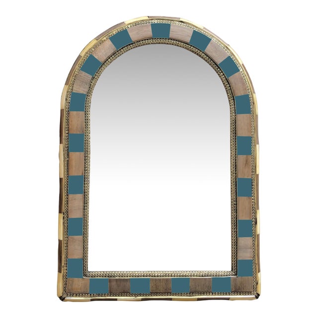 Moroccan Arched Mirror, With Blue Color For Sale