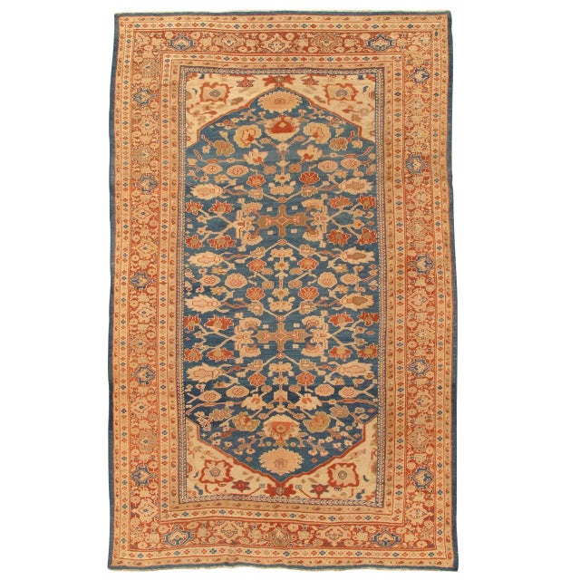 Antique Persian Sultanabad Carpet, Handmade Oriental Rug, Light Blue, Terracotta For Sale - Image 18 of 18