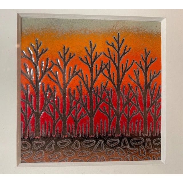 Vintage Signed Korean Relief Enameled Copper Landscape Painting Wall Art 2 For Sale In New York - Image 6 of 11