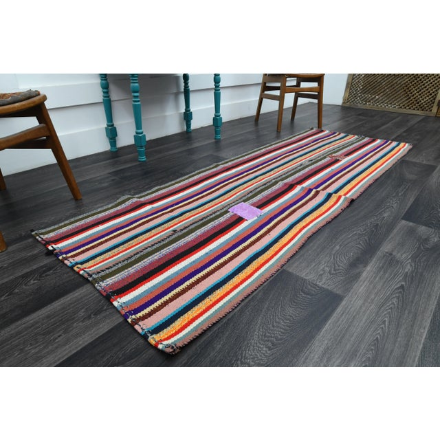 1970s Vintage Turkish Oushak Handmade Wool Cotton Orange Runner Rug For Sale - Image 5 of 11