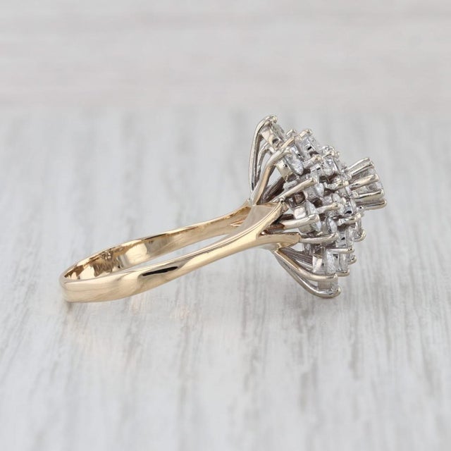 Mid 20th Century Mid 20th Century 2.50ctw Diamond Cluster Engagement Ring 14k Yellow White Gold Size 11.25 For Sale - Image 5 of 8