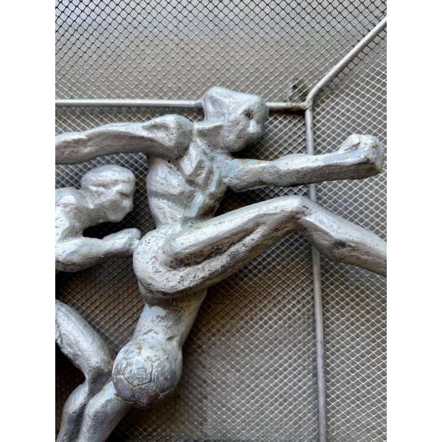 Vintage Brutalist Metal Soccer Wall Sculpture Weinberg Soviet Style Fifa For Sale In Las Vegas - Image 6 of 15