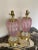 Art Deco Vintage 1950s Venetian Glass Murano Ballerina Lamps in Pink With Brass Accents - a Pair For Sale - Image 3 of 13