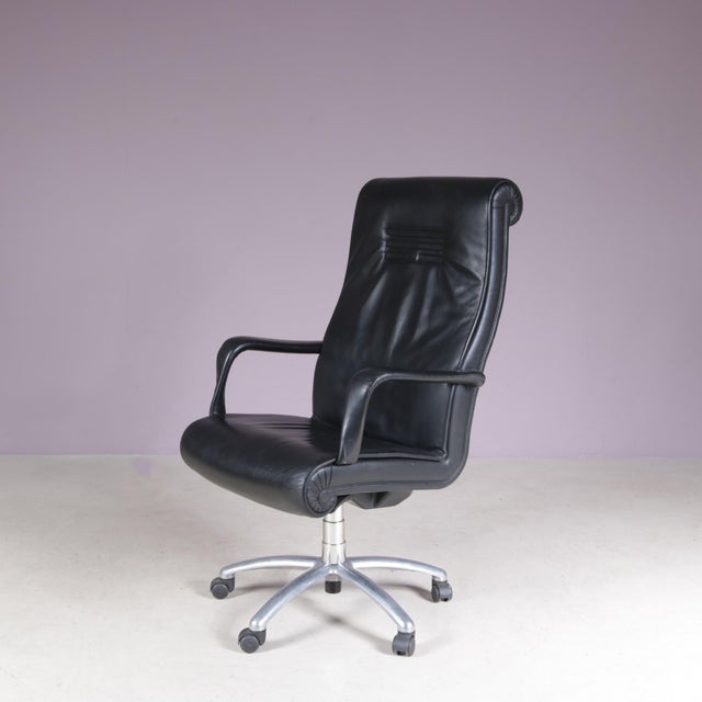 2000 - 2009 Vintage Italian Black Leather Desk Chair from Poltrona Frau, 2000s For Sale - Image 5 of 13