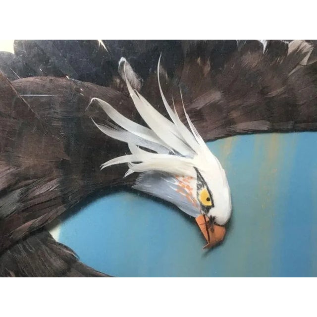 Wood Multi Media 3d Bald Eagle in Flight Shadow Box Framed 37" X 33" For Sale - Image 7 of 13