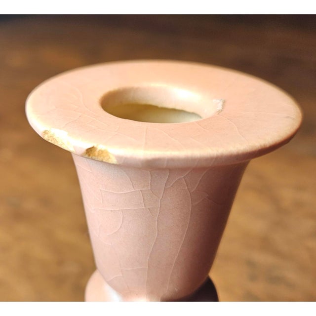 Pink 1940s Roseville Snowberry Candle Holder For Sale - Image 8 of 8
