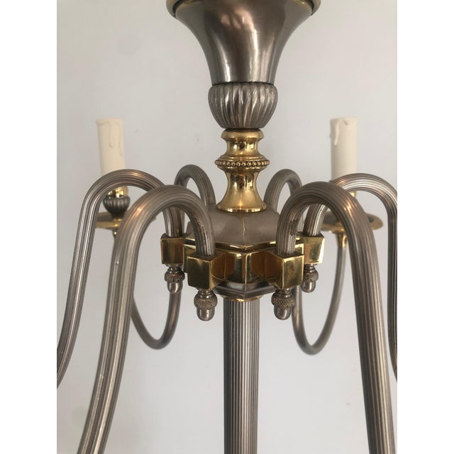 6 Lights Neoclassical Style Floor Lamp in Silver and Brass For Sale - Image 11 of 12