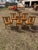 Classic set of Six dining Neoclassical Style Leather chairs solid sycamore, the wood has been finished with a lustrous...