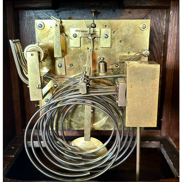 Antique Tiffany & Co. Architectural Oak Bracket Clock | English Case, German 5-Gong Movement | Circa 1900 For Sale - Image 16 of 18