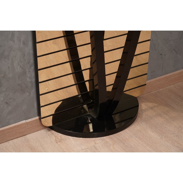 Black Mid-Century Style Demi-Lune Black and Mirror Console Table, 1990s For Sale - Image 8 of 9