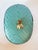 Incredible lacquered teal woven box with lid and a beautiful solid brass koi fish finial knob. Sourced from the Dallas...