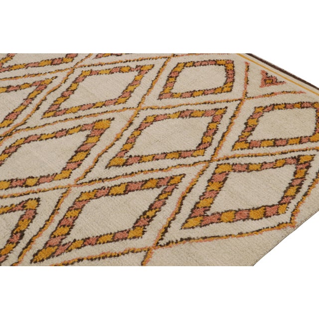 Rug & Kilim’s Moroccan Style Rug in Beige-Brown & Orange Geometric Patterns For Sale In New York - Image 6 of 8