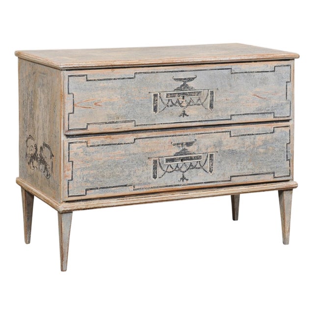 19th Century French Neoclassical Hand-Painted Commode For Sale
