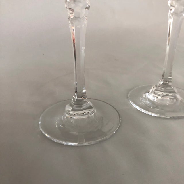 1990s 90's Clear Cut Crystal Wine Glasses S/2 For Sale - Image 5 of 7