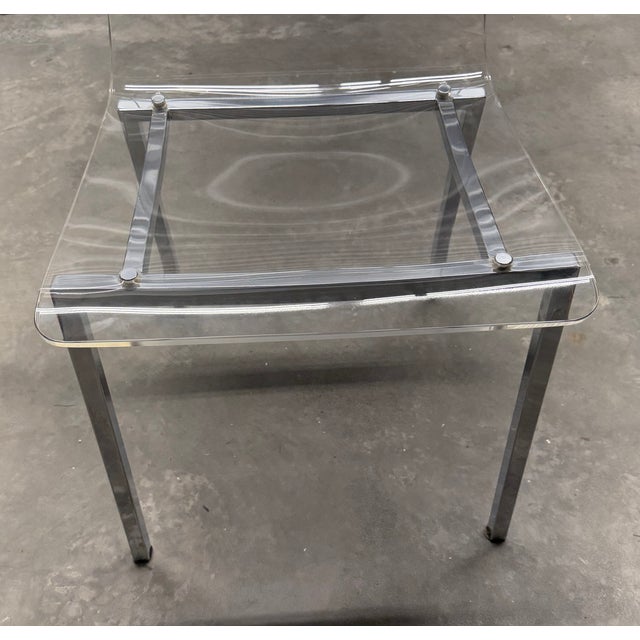 Cb2 Chrome and Lucite Side Chair For Sale - Image 10 of 17