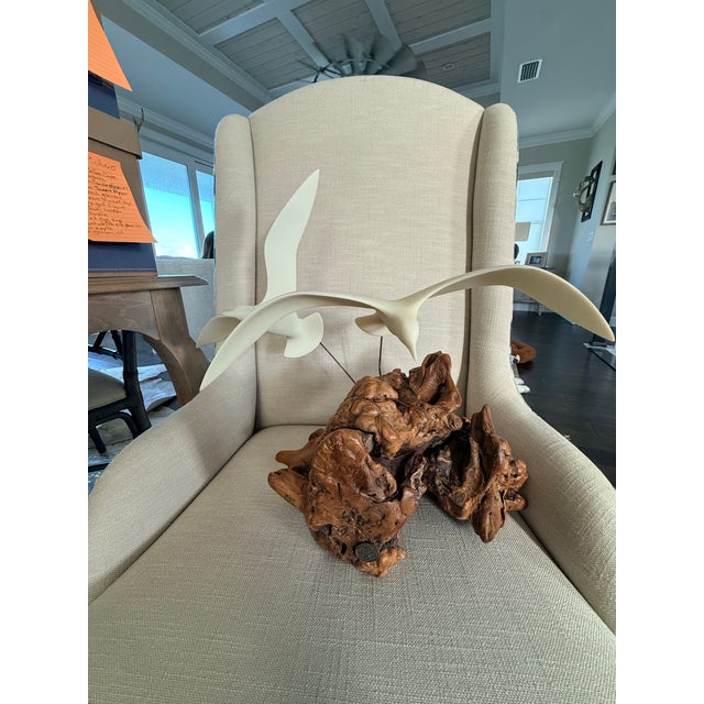 Mid 20th Century Vintage Mid-Century Modern Large John Perry "Seagulls in Flight" Duo Burl Wood Sculpture For Sale - Image 5 of 11