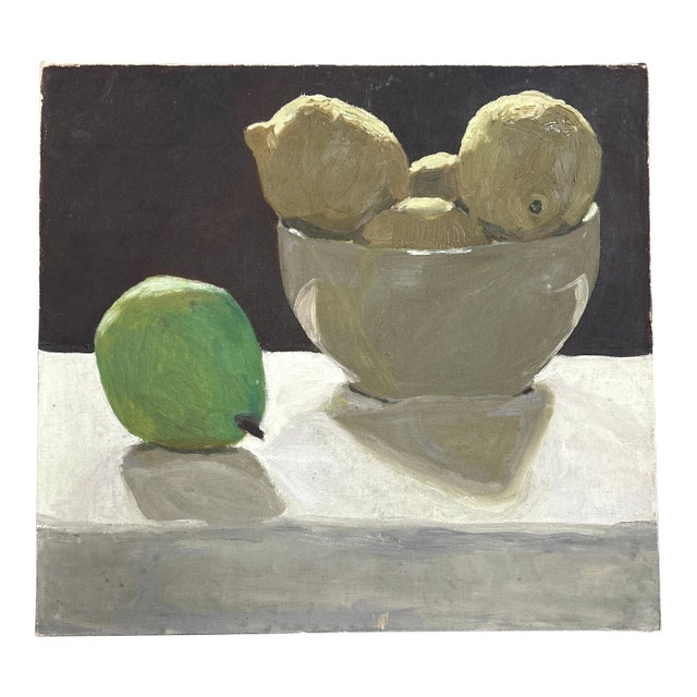 1980’s Impressionist Bowl of Lemons Still Life Painting on Canvas For Sale