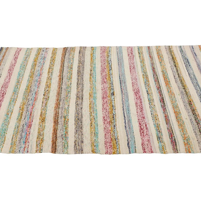Mid 20th Century Striped Vintage Rag Runner For Sale - Image 4 of 7