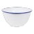 Crow Canyon Home Enamelware, Vintage Large Salad Bowl with Blue Rim For Sale
