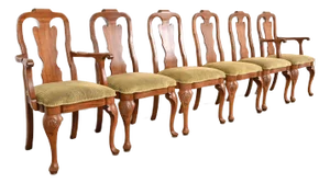 Davis Cabinet Company Queen Anne Solid Walnut Dining Chairs, Set of Six