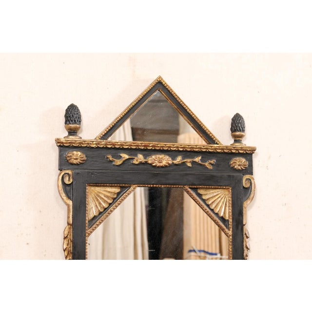 Early 20th Century Black & Gold Neoclassical 5' Tall Mirror, Italy For Sale In Atlanta - Image 6 of 9