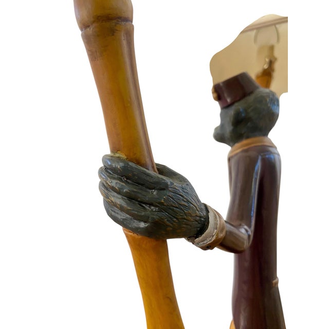 Vintage Bellhop Monkey Bamboo Table Lamp For Sale In Los Angeles - Image 6 of 12