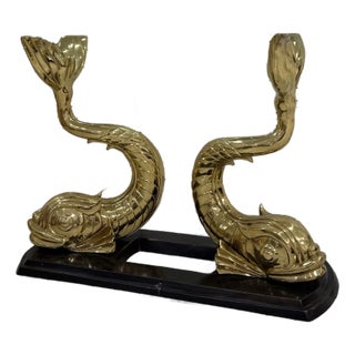 1970s Sculptural Italian Bronze Brass Koi Fish Console Table For Sale