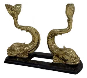 1970s Sculptural Italian Bronze Brass Koi Fish Console Table