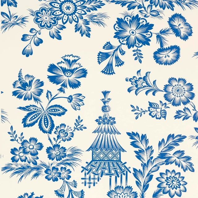Contemporary Sample - Schumacher Song Garden Wallpaper in Porcelain For Sale - Image 3 of 3