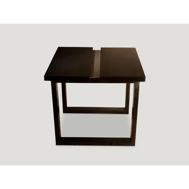 2010s Andrianna Shamaris Espresso and Steel Minimalist Side Table For Sale - Image 5 of 5