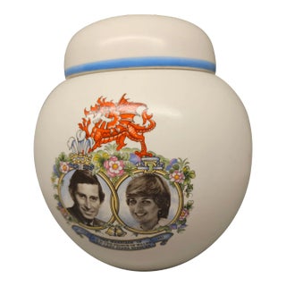 Vintage Sadler Tea Caddy Charles and Diana Royal Wedding Ceramic 1981 Tea Canister For Sale