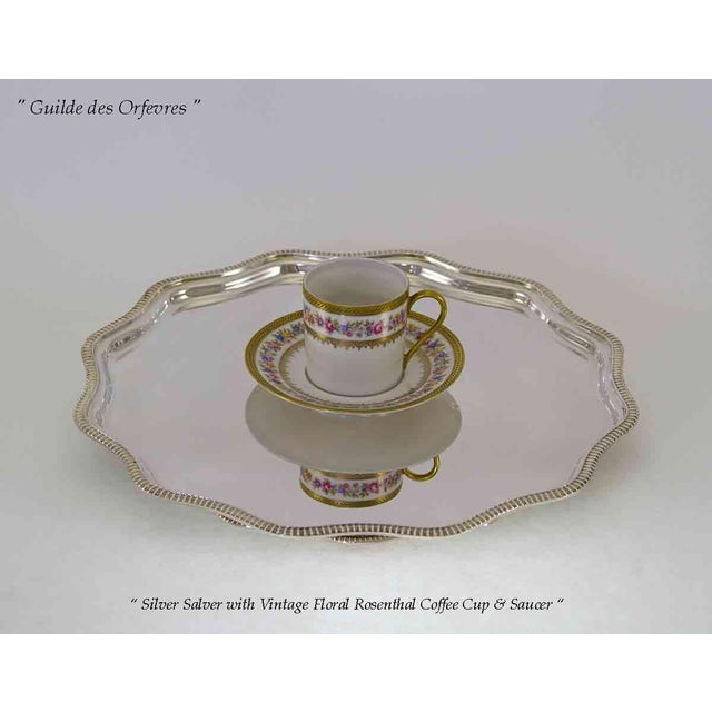 1970’s Vintage/New Silverplate Scallopped Edge Salver, Gadroon Mount For Sale - Image 10 of 12