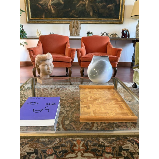 Hollywood regency bamboo and brass tray Italy 1970s H 3,5 cm 58 × 34 cm Conditions: excellent consistent with age and use.