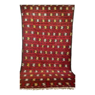 Vintage Oversized Moroccan Kilim Flatweave Rug, Handwoven Geometric, 8' X 14' For Sale