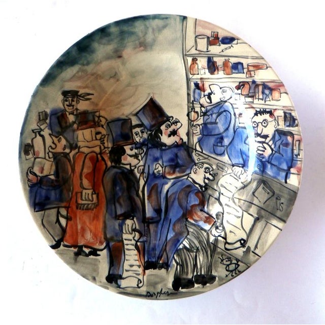Vintage Italian Art Ceramic Rossicone Pharmacy Plate by Franz Borghese, 1980 For Sale - Image 11 of 11