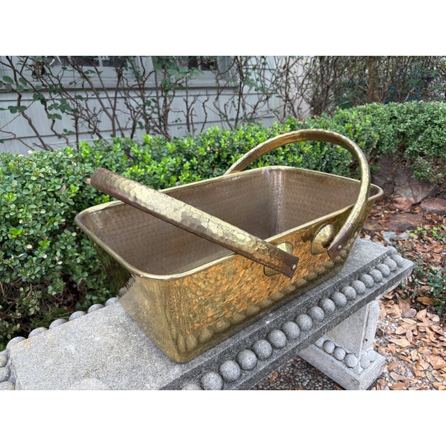 1960s Hollywood Regency Brass Basket For Sale - Image 4 of 10