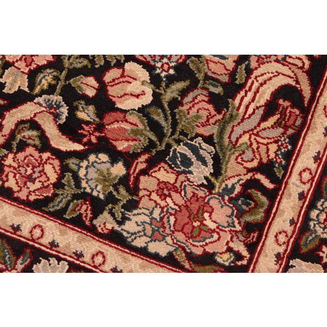 Shabby Chic Shabby Chic 1990's Pak-Persian Black/Pink Wool Rug - 6'2'' X 9'2'' For Sale - Image 3 of 9