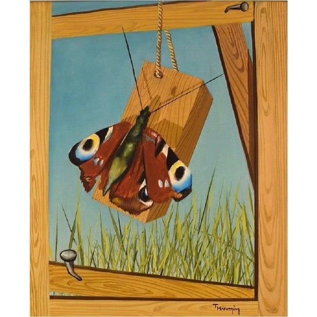 Thomas Hafström, Butterfly on Woodwork, Sweden, Oil on Canvas, Framed For Sale - Image 8 of 8