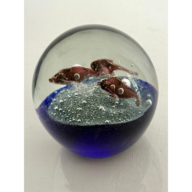 Traditional Vintage Art Glass Sea Life Paper Weight For Sale - Image 3 of 6