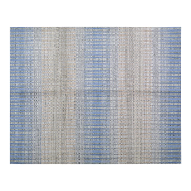 1960s Indian Handloom Wool/Bamboo Rug, 8'x10' For Sale