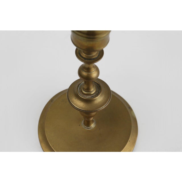 Antique Flemish Copper Disc Candlestick, 15th Century For Sale - Image 5 of 12
