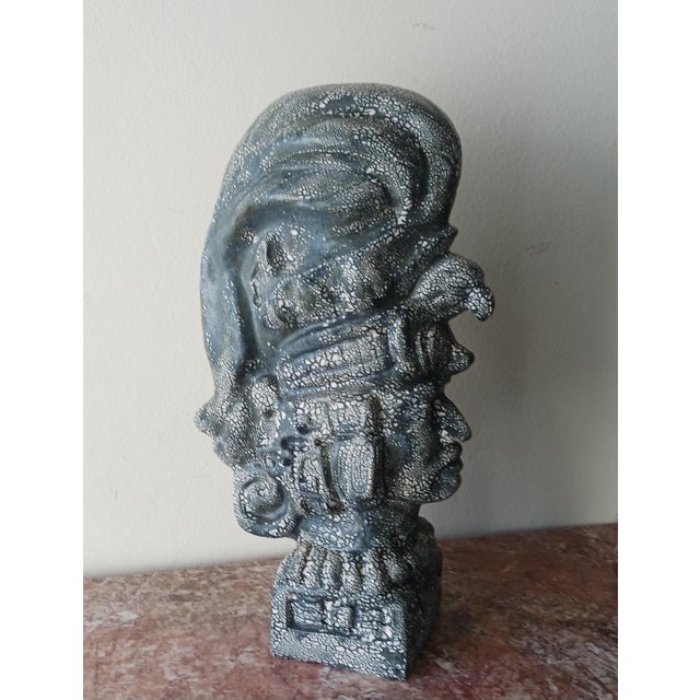 Contemporary Late 20th Century Ancient Hawaiian Warrior Chief Vintage Ceramic Sculpture For Sale - Image 3 of 11