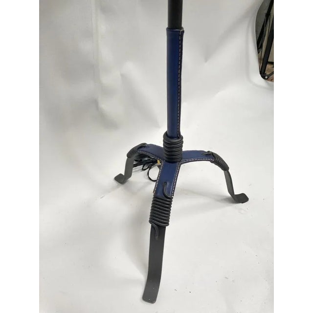 Metal Leather Sheathed Floor Lamp by Jacques Adnet, 1950s For Sale - Image 7 of 9