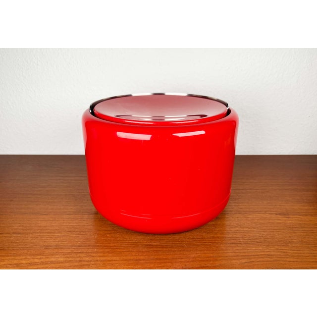 Red Mid-Century Modern Danish Space Age Red Ice Cooler Bucket by Erik Magnussen for Stelton, 1970s For Sale - Image 8 of 18